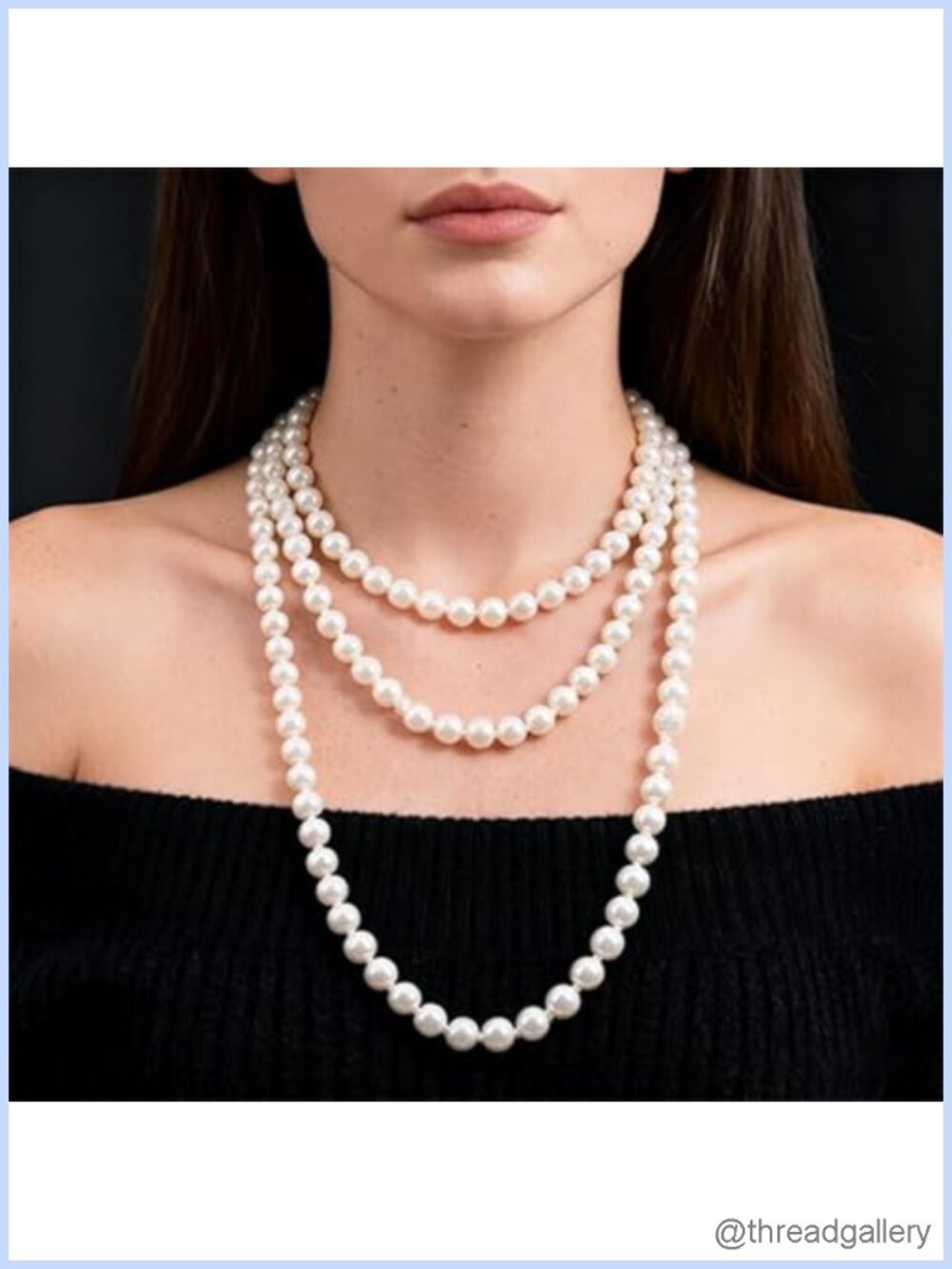 160cm Long Imitation Pearl Necklace 8mm Plastic Layered Choker for Wedding Party